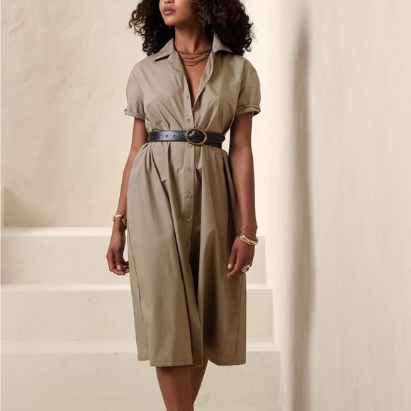 Cotton Poplin Asymmetrical Shirt Dress Banana Republic